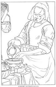 La Laitiere Jan Vermeer Famous Paintings Coloring Pages Famous Art Coloring Cartoon Coloring Pages Coloring Pages