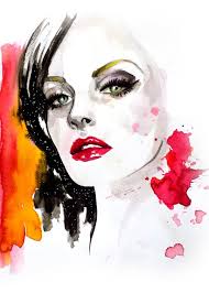 Abstract Black And White Watercolor Portrait Fashion Illustration With Roma Metal Poster Print Slvn Images Displate In 2020 Face Illustration Fashion Painting Black And White Painting