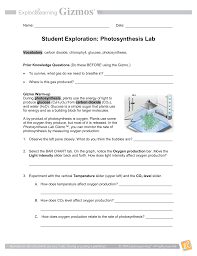 Gizmo Photosynthesis Lab Photosynthesis Lab Photosynthesis Gizmo