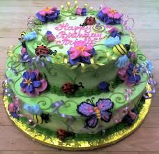Birthday cakes for 6 years old. 2 Tier Green Garden Birthday Cake With Butterflies Ladybugs For 6 Year Old Girl Jpg Hi Res 720p Hd