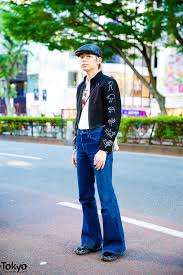 Maison martin margiela black satin tabi boots. Japanese Street Style W Comme Des Garcons Cropped Jacket Levi S Flared Jeans Maison Margiela Tabi Shoes Handmade Sling Bag