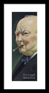 Winston Churchill with a cigar Framed Print