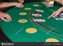 Inside Casino: Behind Black Jack Gambling Table — Stock Photo ...