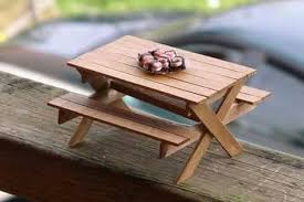 Pin By Tanina Whittaker On Handy Crafty Ideas Diy Picnic Table Fairy Furniture Craft Stick Crafts