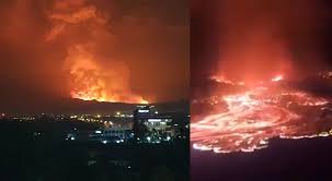 Le volcan nyiragongo, surplombant la ville de goma dans l'est de la république démocratique du la dernière éruption de nyiragongo, haut de plus de 3.000 mètres, remonte au 17 janvier 2002. Jdoscuojuvgsum