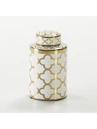 Elige entre decoración interior, exterior, jardín. Tibor 18x18x31 Ceramica Blanco Dorado Mosaico Abitare Decoracion Decoracion De Unas Tienda Decoracion Online Ceramica Blanca