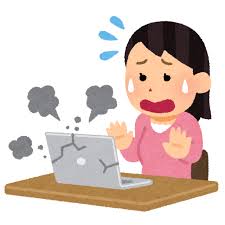 パソコンを壊した人のイラスト（女性） | かわいいフリー素材集 いらすとや