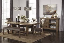 Tamilo Gray Brown Rect Dining Room Ext Table 4 Uph Side Chairs Uph Bench Grey Dining Room Dining Table In Kitchen Dining Room Sets