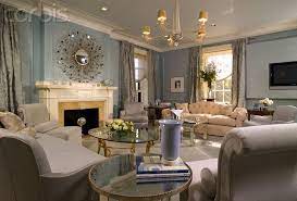Blue Walls And Light Gray Furniture In Living Room Glamourous Bedroom Grey Walls Living Room Blue Living Room