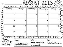 Free 2018 August Conduct Calendar Calendario De Conducta De Agosto English And Spanish Calendar School Resources Back To School