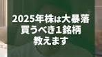 2025年株は大暴落買うべき1銘柄教えます
