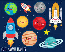 Included in this set are 21 vibrant, colored images and. Solar System Clipart Kawaii Planets Graphics Space Clipart Kawaii By My First Invite Thehungryjpeg Com