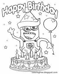 Free minions coloring pages with gru, dru, bob, stuart, margo and other despicable me characters. Big Party Cake With Candles Happy Birthday Minion Coloring Pages For Girls Celebrat Happy Birthday Coloring Pages Minion Coloring Pages Birthday Coloring Pages