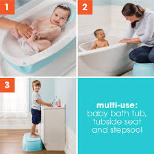 Bathing a newborn can be intimidating, but it can also become a good time to bond. Amazon Com Summer Right Height Bath Tub Elevated And Spacious Baby Bathtub With Newborn Bath Support Extended Use Features Include Tubside Seat And Stepstool Baby