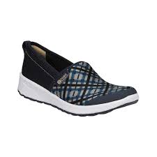 womens bzees glee slip on size 8 w bluetan box plaid print