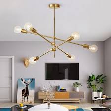 Modern Luxurious Style Gold Metal Ceiling Light Adjustable Branch 6 Light Pendant Light Pendant Lights Ceiling Lights Lighting