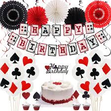 Las vegas wedding accessories for a las vegas elopement or destination wedding. Buy Casino Theme Party Decorations Las Vegas Party Decorations Happy Birthday Banner Cake Topper Paper Fan Hanging Swirls For Casino Poker Birthday Party Supplies Online In Indonesia B08hvbhgdg