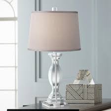 Table Lamps Alessa Crystal Table Lamp With Gray Shade Table Lamp Lamp Crystal Table Lamps