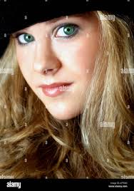 Pretty Green Eye Girl with Blonde Hair Stock Photo