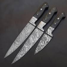Beautiful Custom Made Forged Damascus Steel Chef Knife Kitchen Knife Set With Leather Sheath Kitchen Knives Damascus Steel Chef Knife Knife Set Kitchen