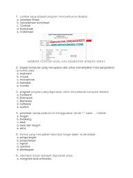 Misal dari contoh pesanan 110 tersebut telah selesai. Gambar Contoh Soal Uas Semester Spread Sheet