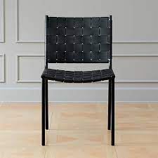 Classic & modern dining chairs. Woven Black Leather Dining Chair Reviews Cb2 Canada