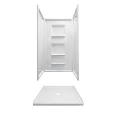 Single threshold shower base with right hand drain in everest. Lyons Linear 32 W X 32 D X 76 H White Shower With Center Drain 4 Piece At Menards