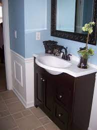 The rich tones of a chocolate brown bathroom make even a smaller space feel simultaneously cozy and luxurious. Blue And Brown Bathroom Brown Bathroom Decor Blue Bathroom Decor Brown Bathroom