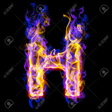 fiery font with rose and blue letter h