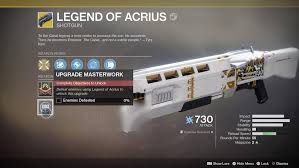 Defeat ghaul to unlock the tower, and then talk to the vanguards and zavala last to unlock the r. Destiny 2 How To Get Legend Of Acrius Playstation Universe