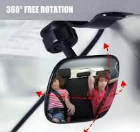 Baby Car Mirror, Car Seat Mirror for Rear Facing, Shatterproof, Large Safty Crash Tested Clear Wide View, Black