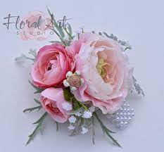Wedding Corsage Pink Ranunculus Corsage Silk Flower Corsage Wedding Accessories Blush Ranunculus Corsage Corsage Prom Homecoming Flowers Prom Corsage Pink