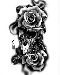 Design for fabrics, textiles, wallpapers, web design. Black And Gray Skull And Rose Tattoo Novocom Top