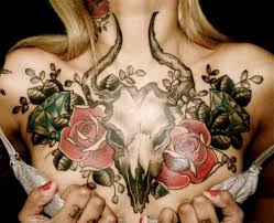 Roses Longhorn Skull Chest Tattoo Chest Tattoos For Women Chest Tattoo Tattoos