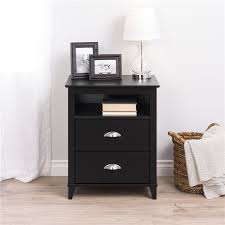 Designed with one open shelf and two drawer, this chest helps store. Prepac Yaletown 2 Drawer Tall Nightstand Black Bdnh 1202 1 Rona