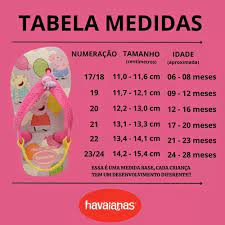 Numeração havaianas baby shop