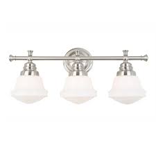 Shop Allen Roth 3 Light Brushed Nickel Bathroom Vanity Light At Lowes Com Brushed Nickel Bathroom Vanity Lighting Purple Bathroom Accessories