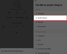 Image of Nhấn vào Quyền riêng tư và bảo mật trên TikTok