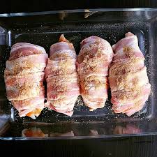 The onion rings and buffalo chicken are baked, not fried. Bacon Wrapped Stuffed Chicken Breast Mama Bear S Cookbook