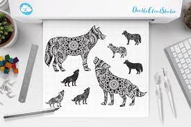 Download Mandala Wolf Svg Howling Wolf Mandala Svg Files 111962 Cut Files Design Bundles