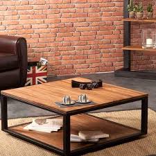 Couchtisch Holz Quadratisch Aus Teak Massiv Mit Schwarz Metallgestell Fr Couchtisch Industriestil Design In 2020 Home Deco Diy Table Design Coffee Table Wood