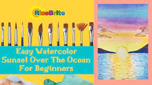2.place the template under the watercolor paper and hold it up to a window with light shining through. Easy Sunset Over Water Watercolor Painting Risebrite