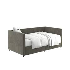 Dhp Mya Upholstered Gray Velvet Twin Size Daybed With Storage De00231 The Home Depot The day bed is one of eileen grays most famous designs. dhp mya upholstered gray velvet twin size daybed with storage de00231 the home depot