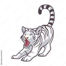 cute white tiger roaring cartoon Stock Vector | Adobe Stock