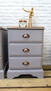 Pair Of Bedside Cabinets Hand Painted Grey With Cup Handles Painted Bedside Tables Painted Bedroom Furniture Upcycled Furniture Diy
