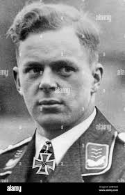 Captain Walter Adolph, II. /Jagdgeschwader 26, with the Knight's Cross,  1940. The date is the date of award Stock Photo