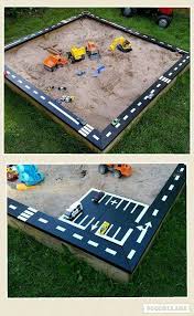 Sandkasten Mit Strasse Kinderspiele En 2020 Jardin Pour Enfants Air De Jeux Exterieur Bac A Sable