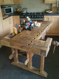 Oak Antique Carpenter S Workbench Kitchen Island Butchers Block Rustic Table 20th Century Tables Kitchen Table Oak Rustic Table Modern Kitchen