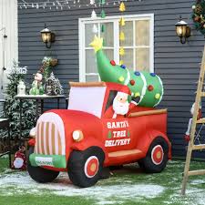 (almost) life size red truck & christmas tree. Homcom 5 9ft Christmas Inflatables Santa On Red Truck With Tree Air Blow Holiday Yard Decoration For Indoors Outdoors With Led Lights Trunk Mounted Aosom Canada