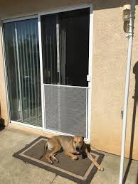 Grilled style aluminum alloy sliding window. Sliding Screen Door With Pet Grill Menifee Ca Mobile Screen Shop